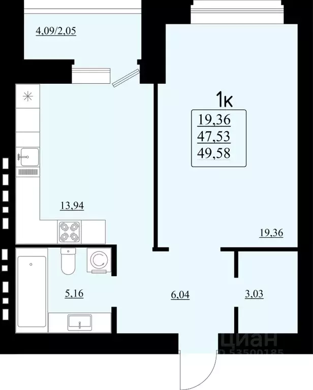 1-к кв. Самарская область, Самара просека 3-я, 98 (49.58 м) - Фото 1