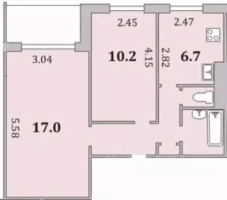 2-к кв. Мурманская область, Мурманск Якорный пер., 14 (43.5 м) - Фото 2