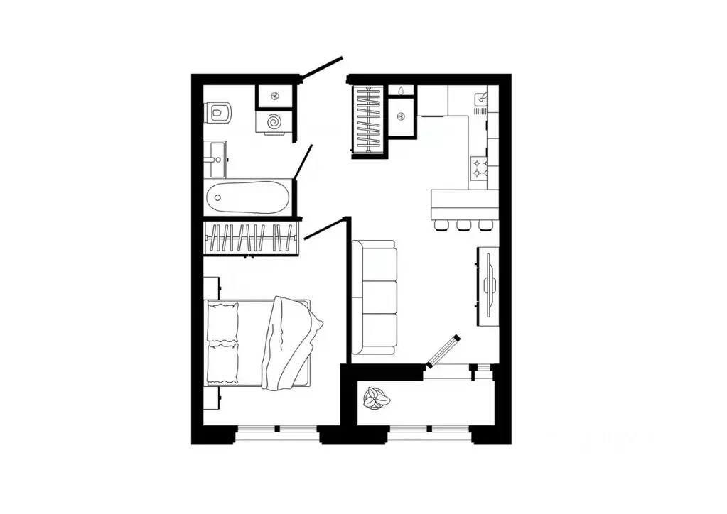 1-к кв. Тульская область, Тула ул. Седова, 26к3 (37.7 м) - Фото 1