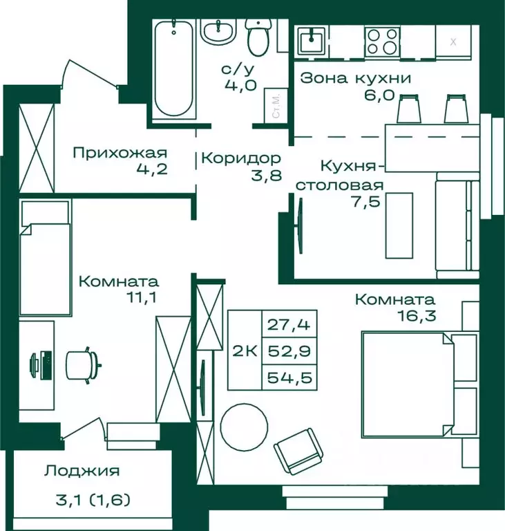 2-к кв. Алтай, Майминский район, с. Майма Алтайская ул., 2к4 (54.5 м) - Фото 1