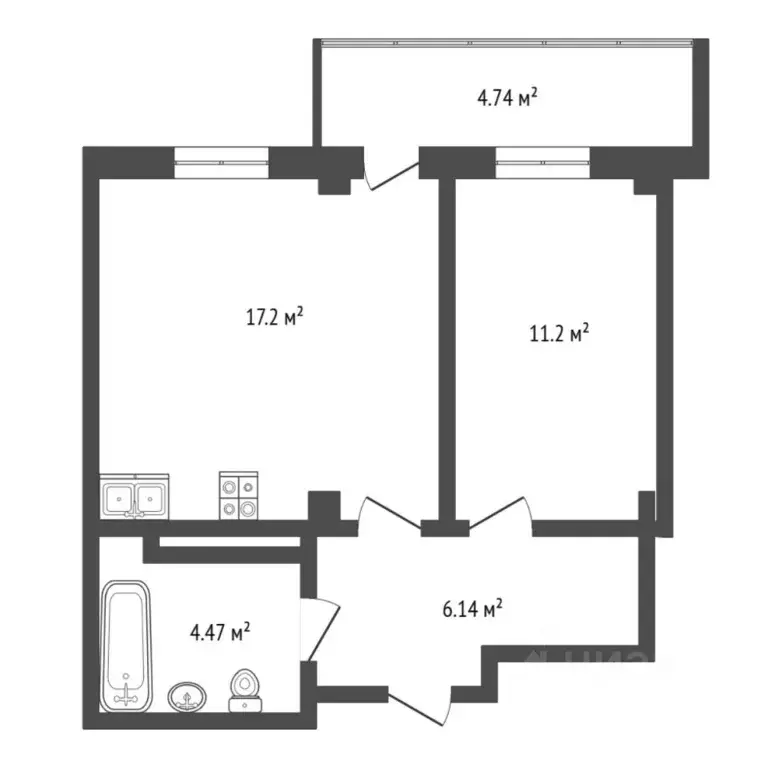 1-к кв. Тюменская область, Тюменский муниципальный округ, д. Патрушева ... - Фото 1