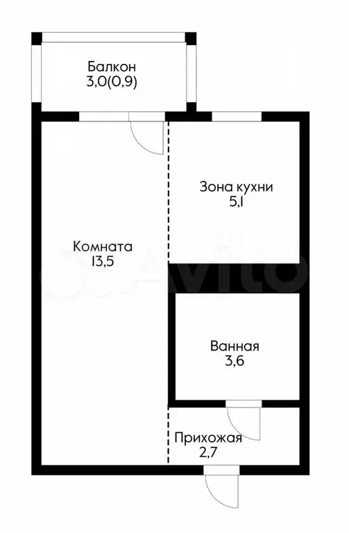 Квартира-студия, 25,2 м, 4/14 эт. - Фото 0