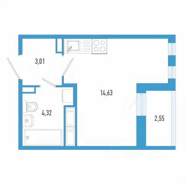 Студия Санкт-Петербург пос. Шушары,  (23.24 м) - Фото 0