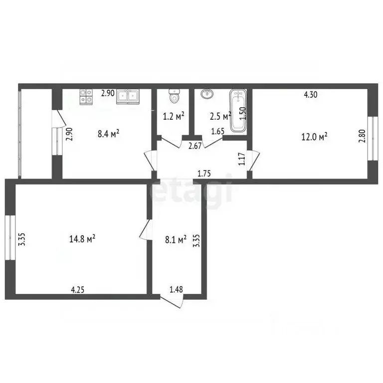 2-к кв. Мордовия, Рузаевка Паровозная ул., 2А (47.0 м) - Фото 1