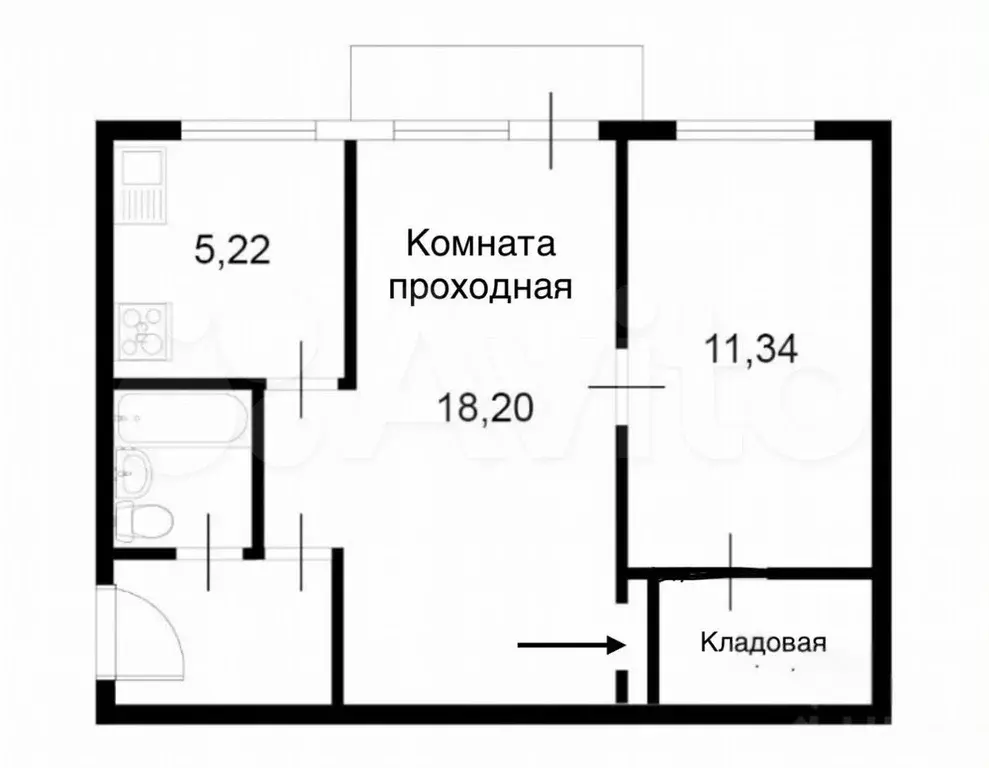2-к. квартира, 45 м, 2/5 эт. - Фото 0