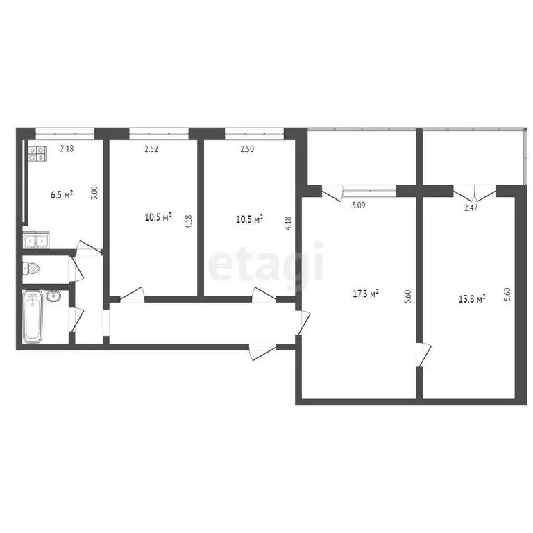 4-комнатная квартира: Тюмень, улица Самарцева, 34 (71.1 м) - Фото 0