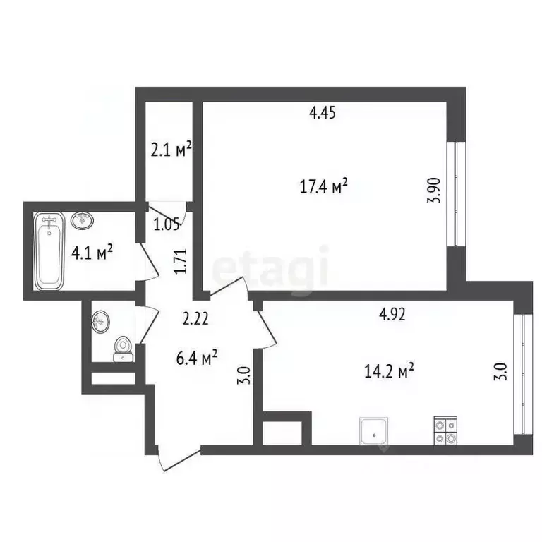 1-к кв. Ямало-Ненецкий АО, Новый Уренгой Оптимистов мкр, 4/3 (47.5 м) - Фото 1