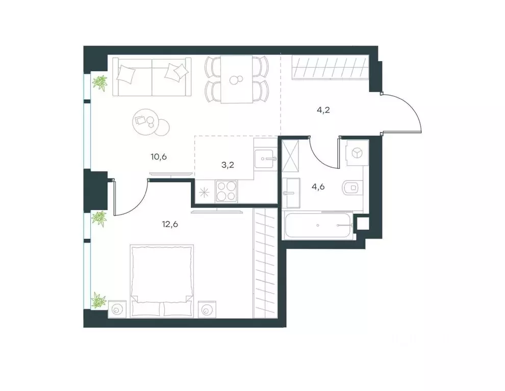 1-к кв. Москва Озерная ул., 1к2/4 (36.2 м) - Фото 1