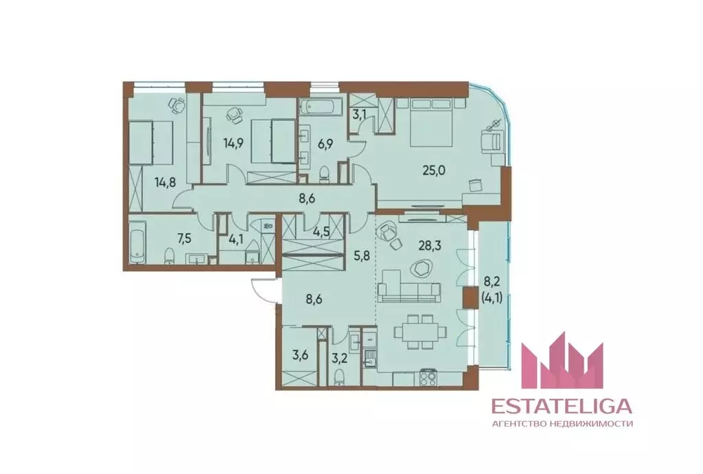 3-комнатная квартира: Москва, улица Нижние Мнёвники, 16к2 (143 м) - Фото 1