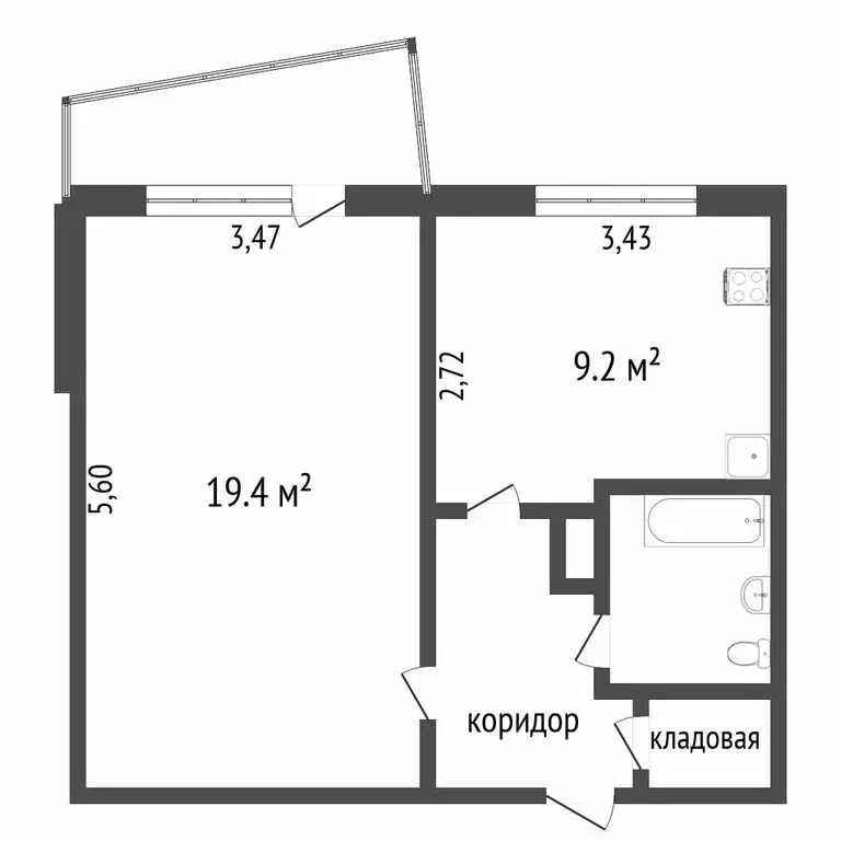 1-комнатная квартира: Вологда, Новгородская улица, 37 (38.2 м) - Фото 1