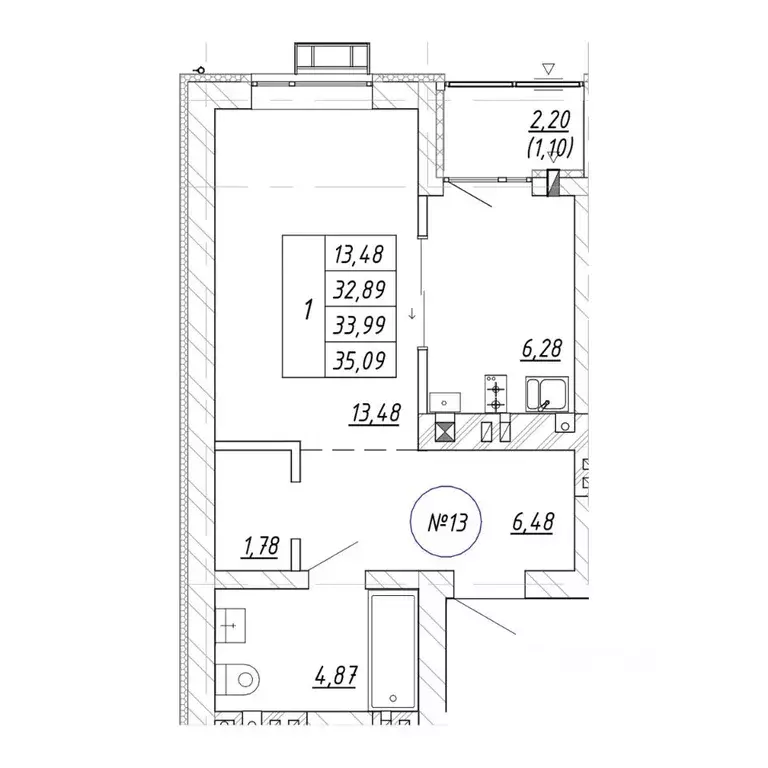 1-к кв. Калининградская область, Зеленоградск пос. Малиновка,  (35.09 ... - Фото 1