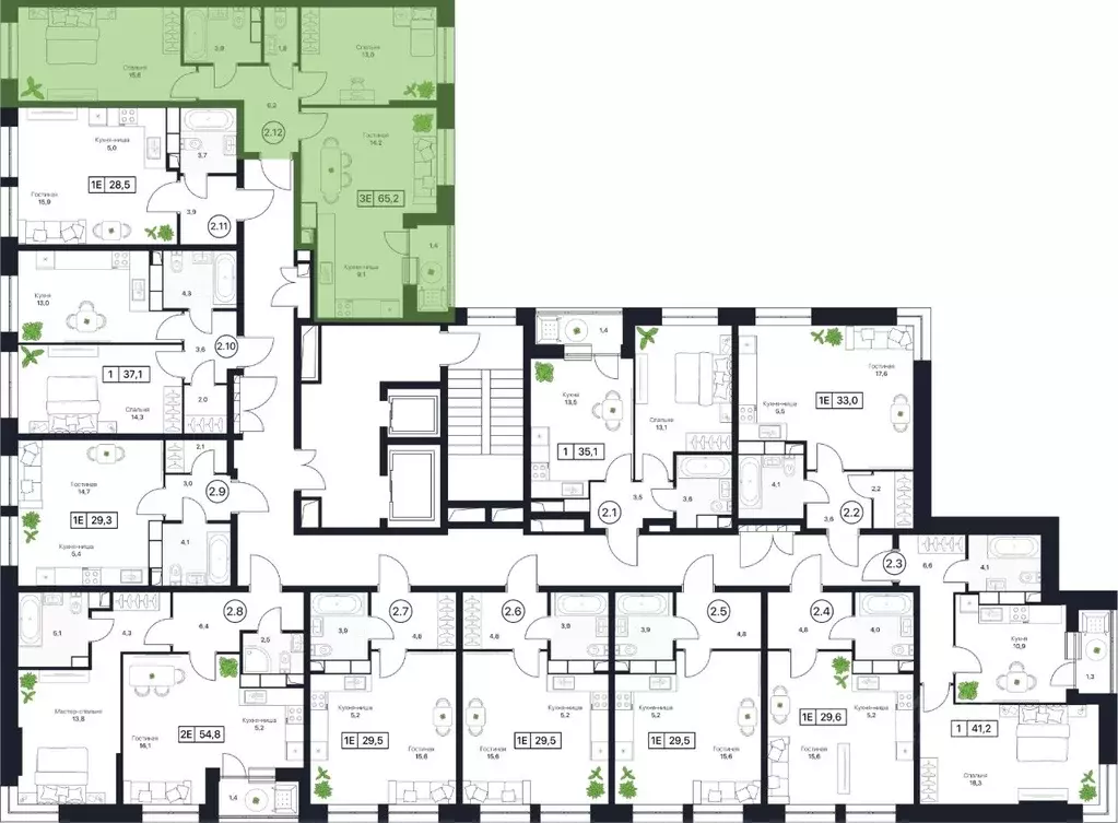 2-к кв. Московская область, Пушкино Пушкино Град жилой комплекс (65.1 ... - Фото 2