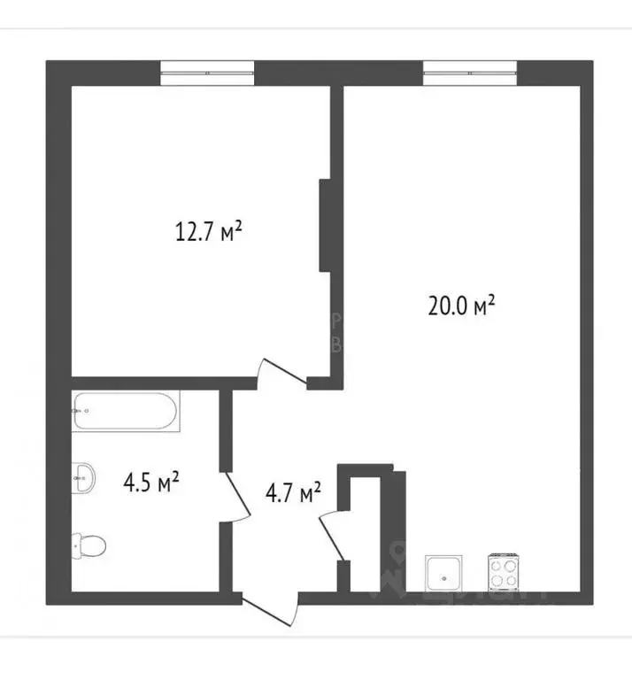 1-к кв. Тюменская область, Тюмень ул. 50 лет Октября, 57В (40.0 м) - Фото 2