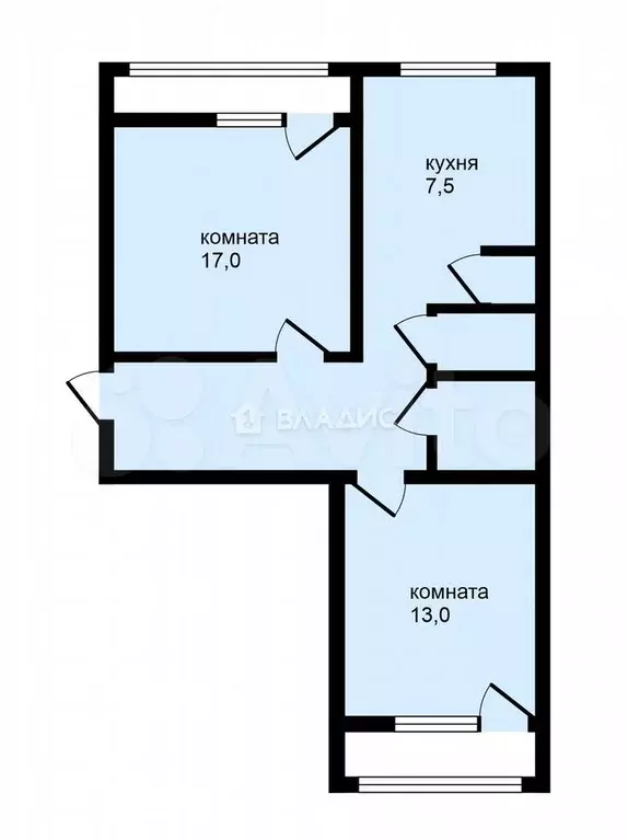 2-к. квартира, 46,7 м, 3/5 эт. - Фото 0