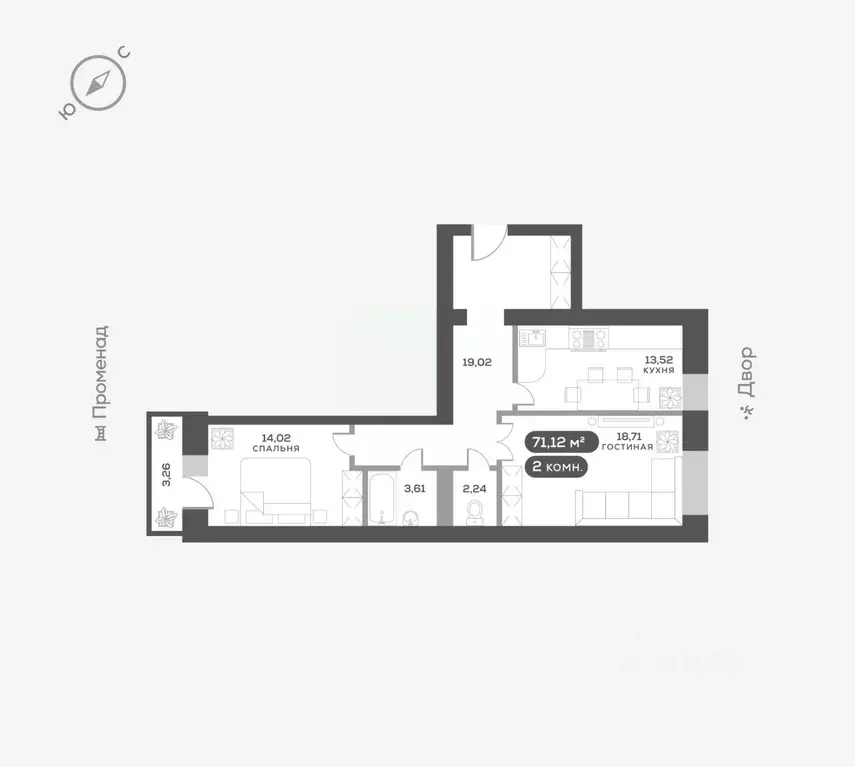 2-к кв. Красноярский край, Красноярск Сити-квартал Октябрьский жилой ... - Фото 0