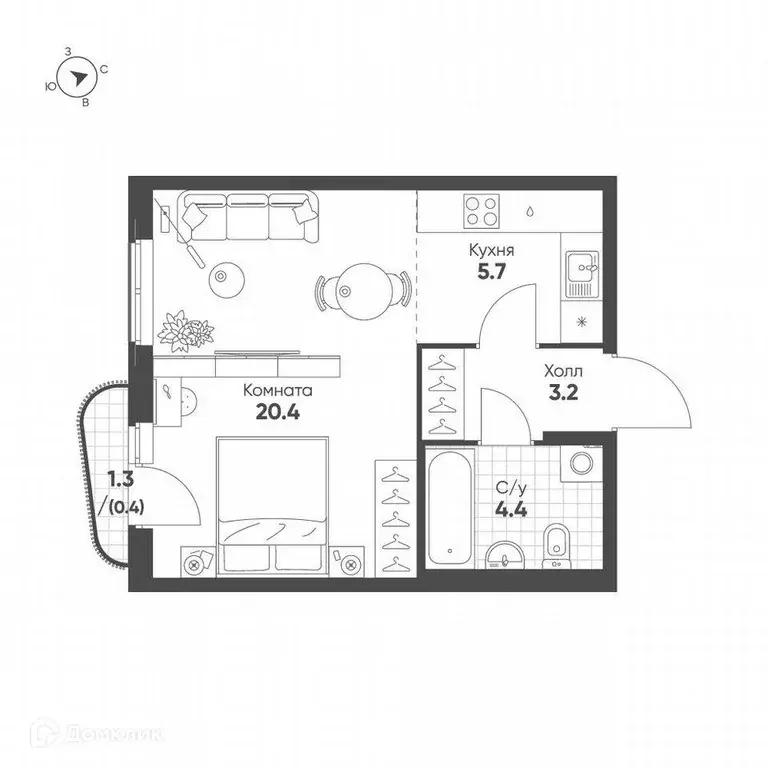 Продаётся 1-к квартира, 34.1 м - Фото 0