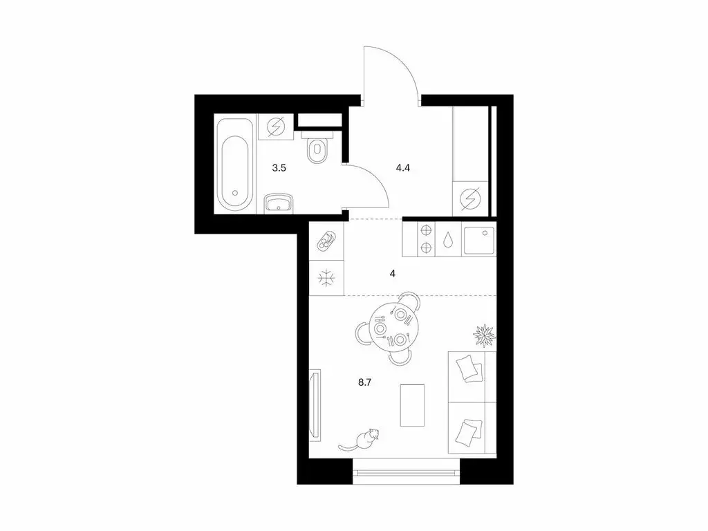 Квартира-студия: Москва, жилой комплекс Матвеевский Парк, 4.8 (20.6 м) - Фото 1