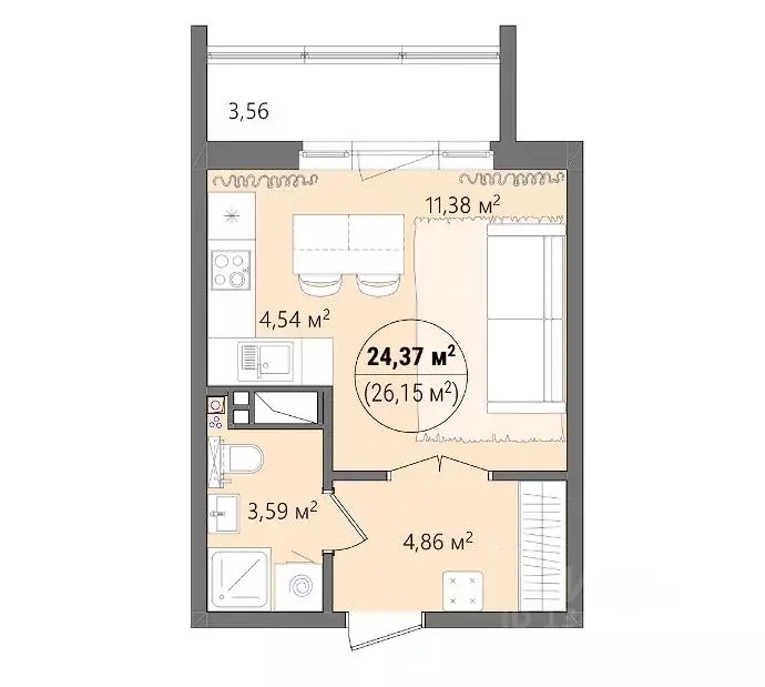 1-к кв. Челябинская область, Челябинск ул. Труда, 15 (27.93 м) - Фото 1