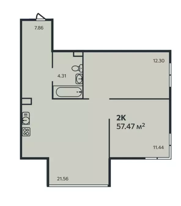 Продаётся 2-к квартира, 57.47 м - Фото 1