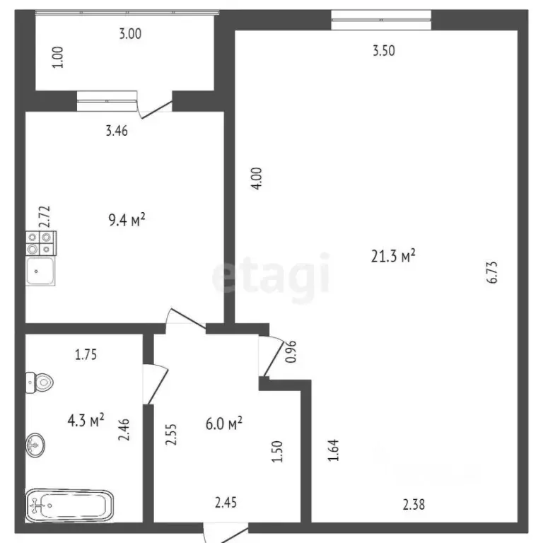 1-к кв. Тульская область, Тула ул. Кутузова, 45Б (41.0 м) - Фото 0