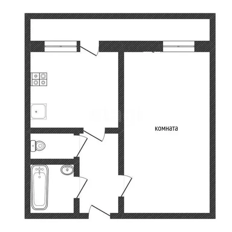 1-комнатная квартира: городской посёлок Назия, Луговая улица, 4 (32.6 ... - Фото 1