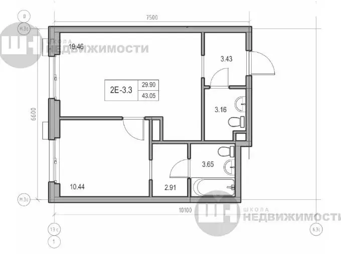 1-к кв. Санкт-Петербург Октябрьская наб., 40к4 (43.05 м) - Фото 0