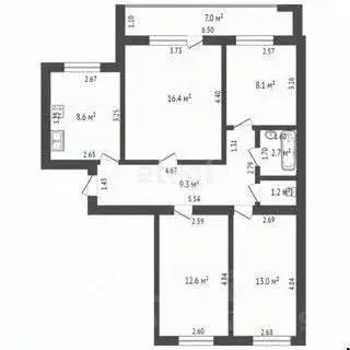 4-к кв. Башкортостан, Стерлитамак просп. Октября, 77 (75.1 м) - Фото 2