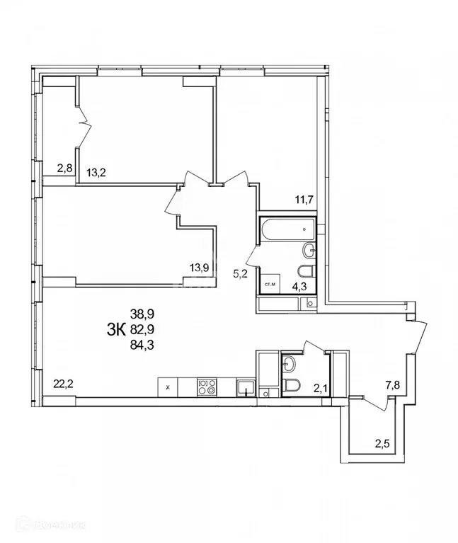 Продаётся 3-к квартира, 84.3 м - Фото 0
