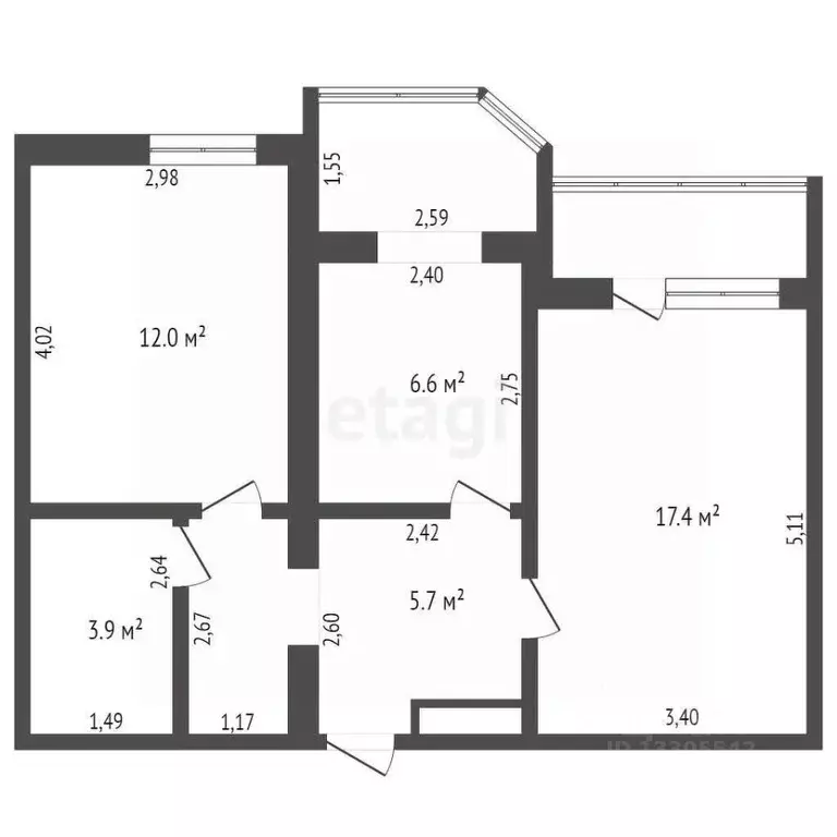 2-к кв. Кемеровская область, Кемерово Томская ул., 5А (52.4 м) - Фото 0