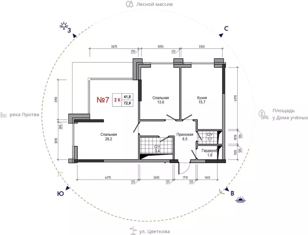 2-комнатная квартира: Обнинск, улица Усачёва, 4 (72.9 м) - Фото 1