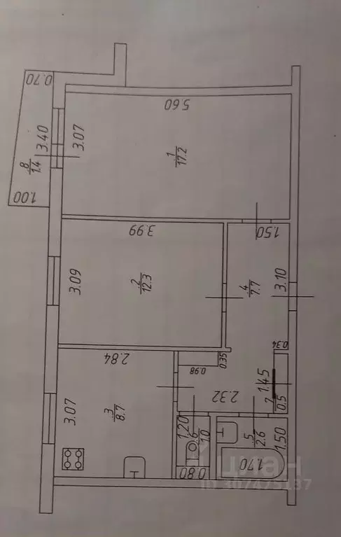 2-к кв. Татарстан, Казань ул. Четаева, 33 (51.0 м) - Фото 0