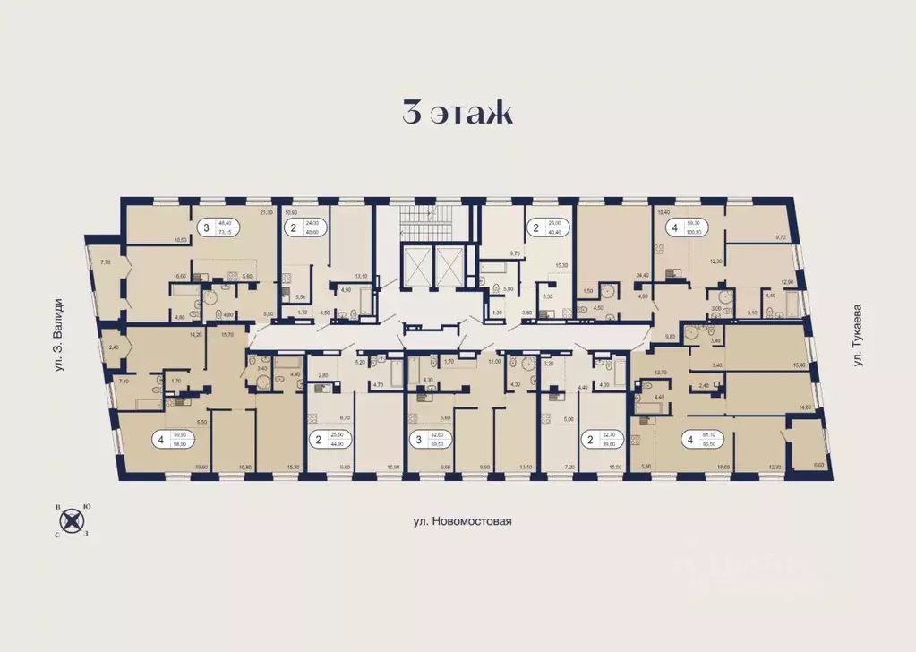 3-к кв. Башкортостан, Уфа Новомостовая ул., 4А (73.15 м) - Фото 2