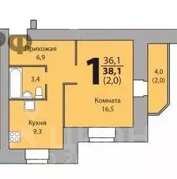 1-к кв. Вологодская область, Вологда  (38.1 м) - Фото 1
