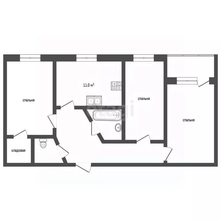 3-к кв. Крым, Бахчисарайский район, с. Долинное ул. Ленина, 22А (74.5 ... - Фото 2