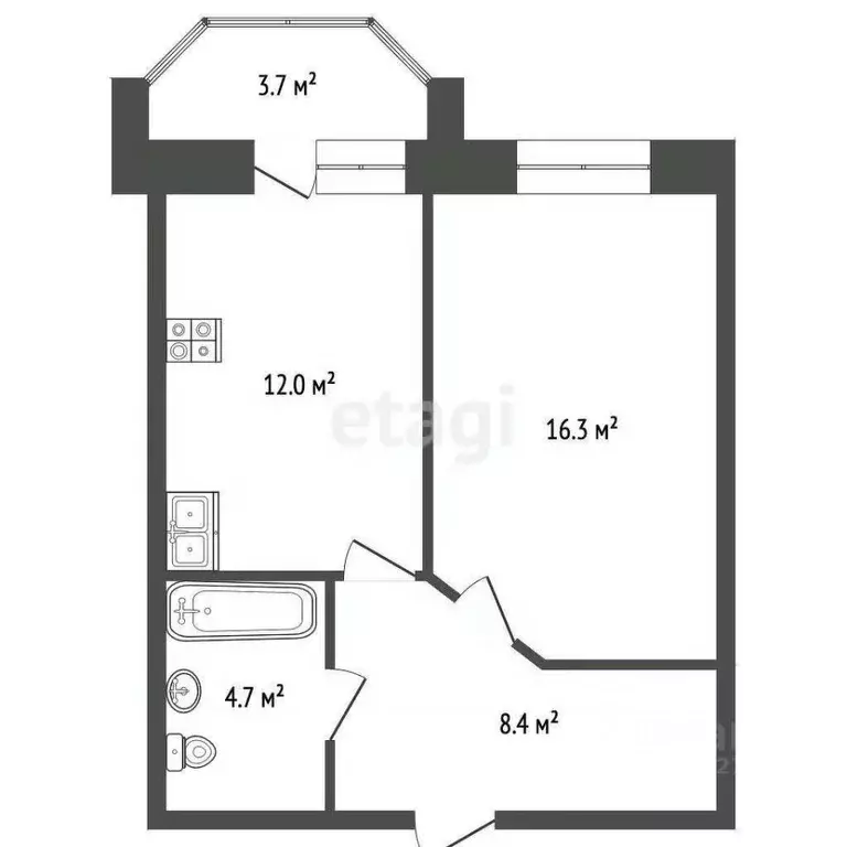 1-к кв. Тамбовская область, Тамбов Московская ул., 57 (40.9 м) - Фото 1