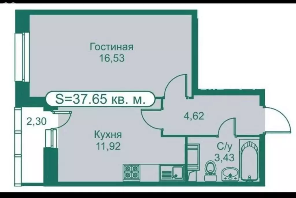 1-комнатная квартира: Мурино, Екатерининская улица, 6к2 (37.65 м) - Фото 1