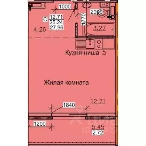 Студия Алтайский край, Барнаул ул. Союза Республик (27.96 м) - Фото 0