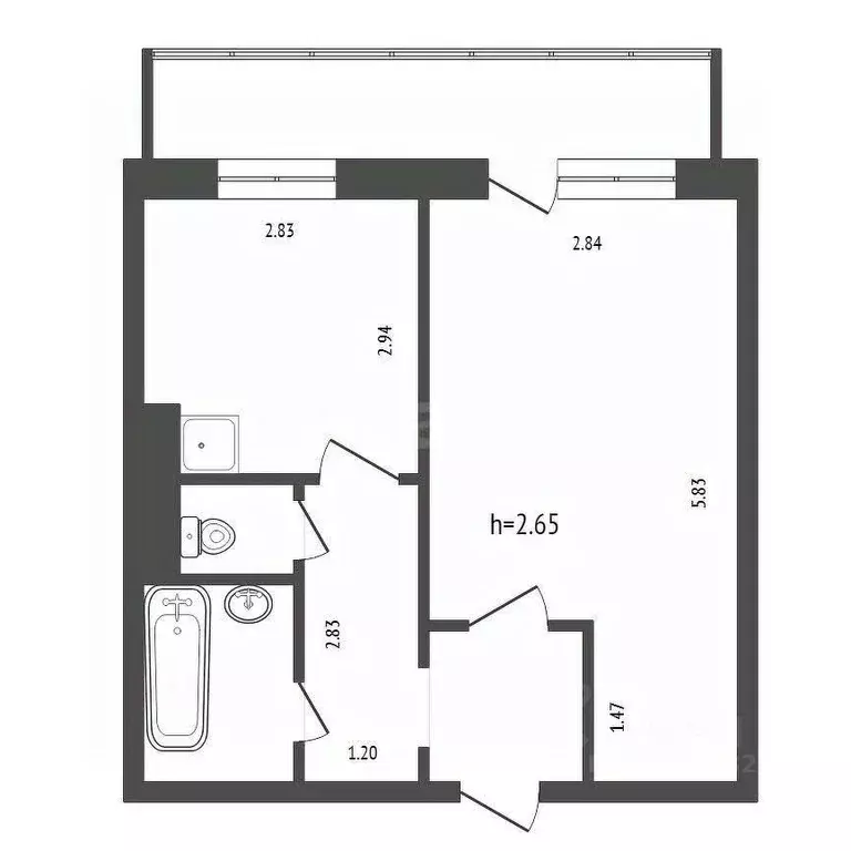 1-к кв. Красноярский край, Красноярск наб. Ярыгинская, 41 (31.6 м) - Фото 2