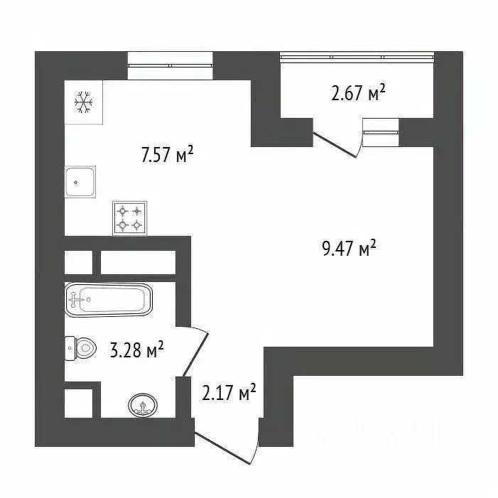 1-к кв. Амурская область, Благовещенск Краснофлотская ул., 180 (33.1 ... - Фото 2