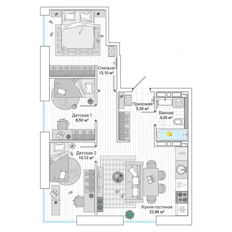 3-к кв. Приморский край, Владивосток ул. Нейбута (65.6 м) - Фото 1