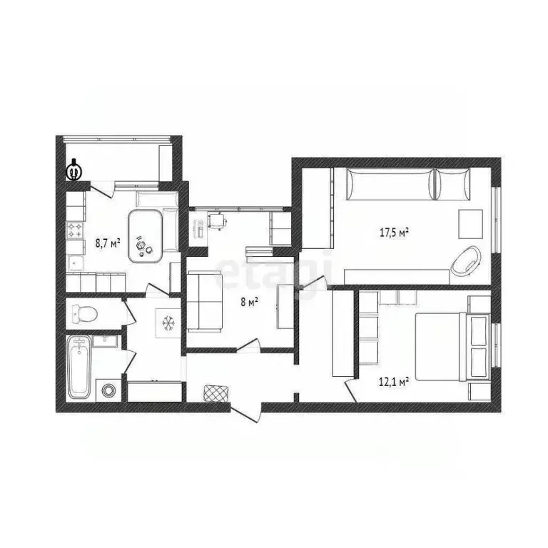 3-к кв. Белгородская область, Белгород ул. Есенина, 40 (63.3 м) - Фото 1
