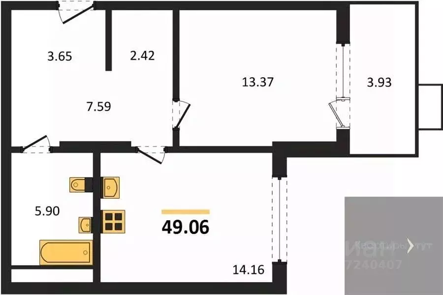 1-к кв. Воронежская область, Воронеж наб. Чуева, 7 (49.06 м) - Фото 0