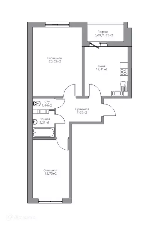 Продаётся 2-к квартира, 63 м - Фото 0