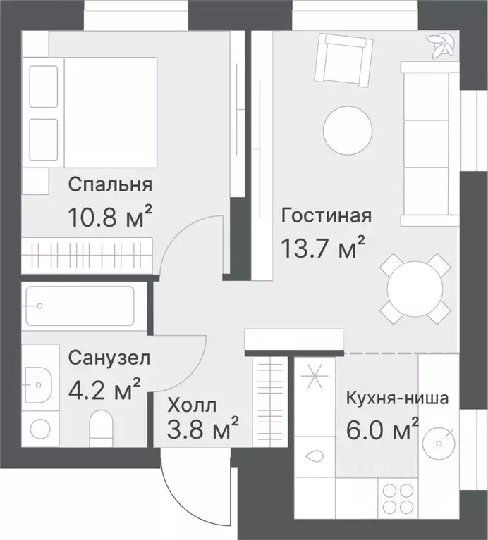 2-к кв. Тюменская область, Тюмень Кремлевская ул., 95 (38.5 м) - Фото 0