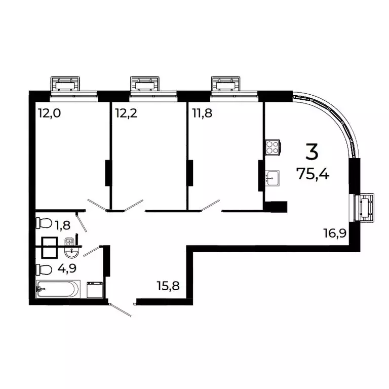 3-комнатная квартира: Нижний Новгород, квартал Кооперативный посёлок ... - Фото 1