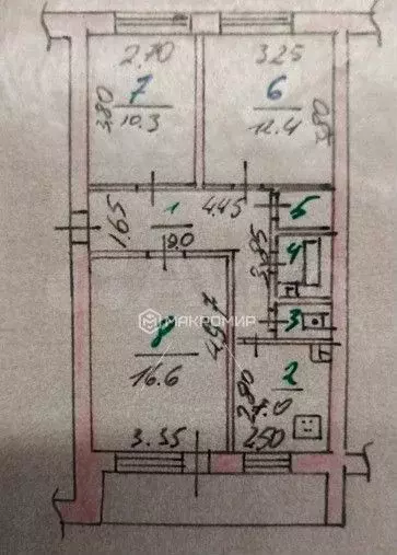 3-к. квартира, 60,8 м, 5/5 эт. - Фото 0