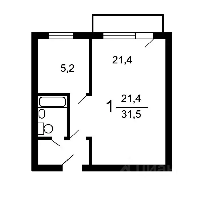 1-к кв. Москва Малая Юшуньская ул., 6К3 (33.0 м) - Фото 1