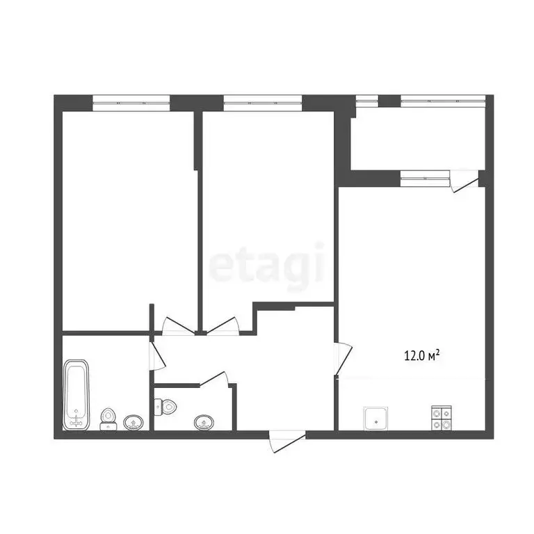 2-комнатная квартира: Тюмень, улица Павла Никольского, 12 (66 м) - Фото 1
