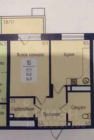 1-к кв. Красноярский край, Красноярск Свободный просп., 66Рк4 (36.9 м) - Фото 2