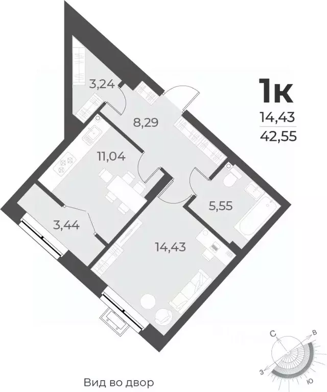 1-к кв. Новосибирская область, Новосибирск ул. Лобачевского, 51/1 ... - Фото 0